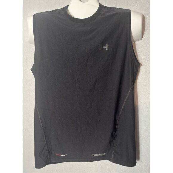 Under Armour Shirt Mens Large Black Tank Top Gym Run Heat Gear Lot of 2 - Picture 8 of 12